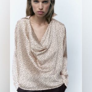 Zara Cream Polka Dot Blouse